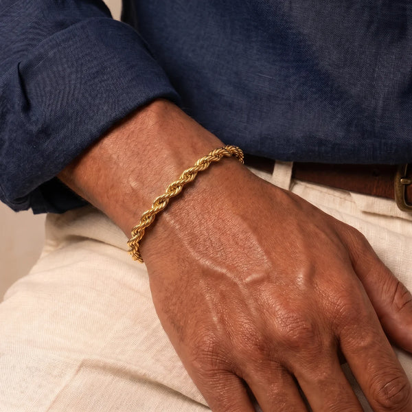 Rope Bracelet for Men Gold-Plated