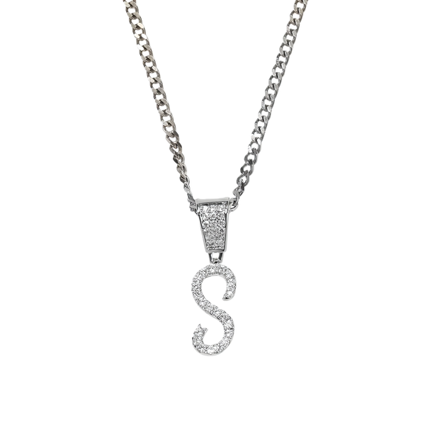 Initial Letter Necklace Zircon Gold-Plated — detail 2