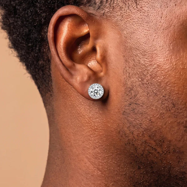 Luminare Moissanite Stud Earrings Men's