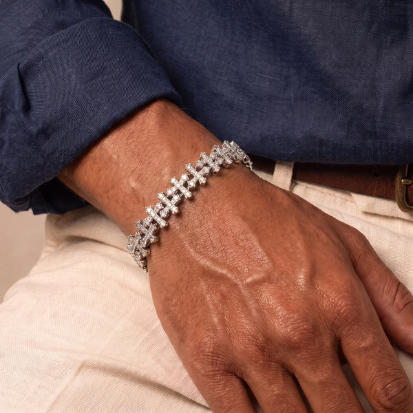 Moissanite Cross Bracelet for Men