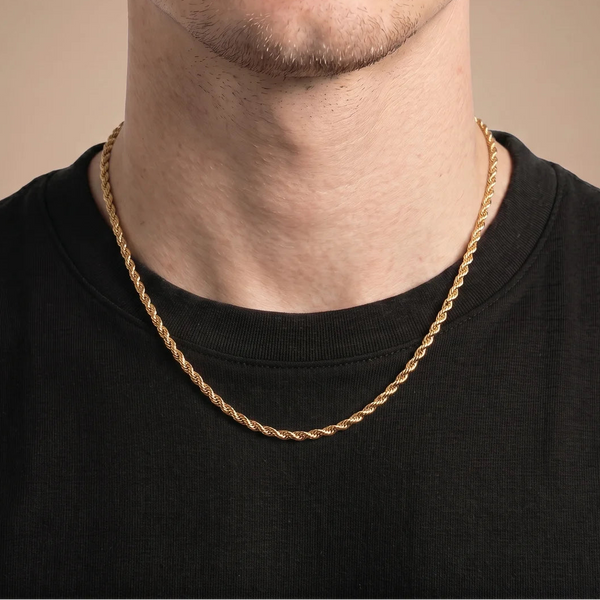 Rope Chain Men's Gold-Plated Stainless Steel