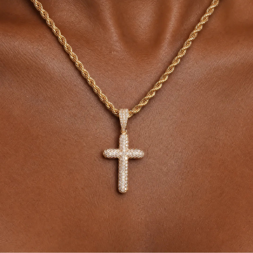 Divine Cross Pendant Iced Out Moissanite 925