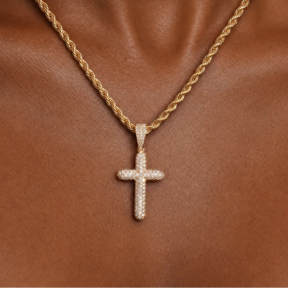 Divine Cross Pendant Iced Out Moissanite 925