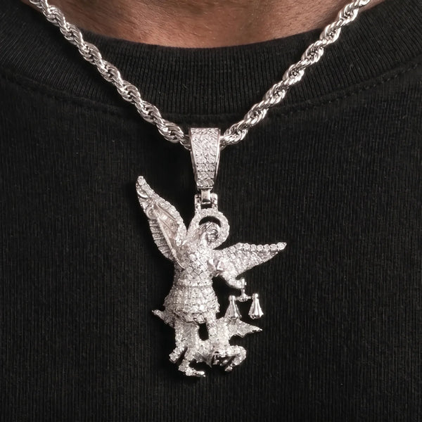 Guardian Angel Pendant Moissanite Iced Out