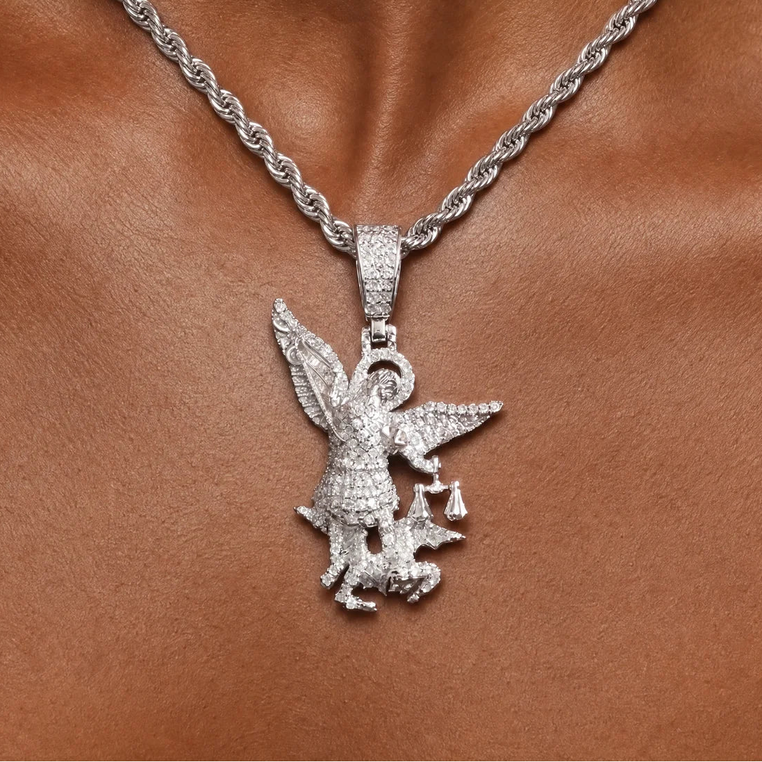 Guardian Angel Pendant Moissanite Silver 925