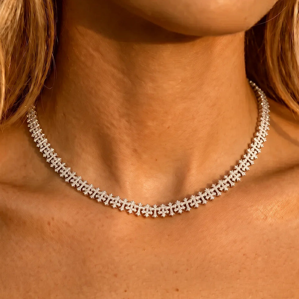 Iced Out Cross Chain Moissanite Silver 925